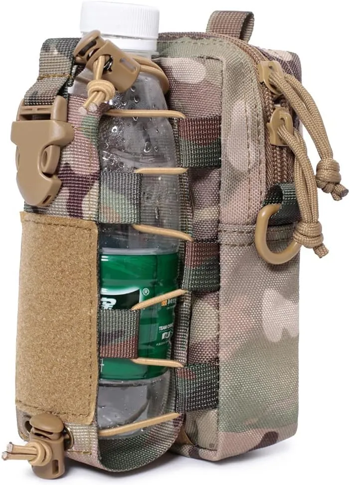 Tactical EDC Pouch, Molle Utility Pouches Gadget Organizer Phone Holder with Water Bottle Holder
