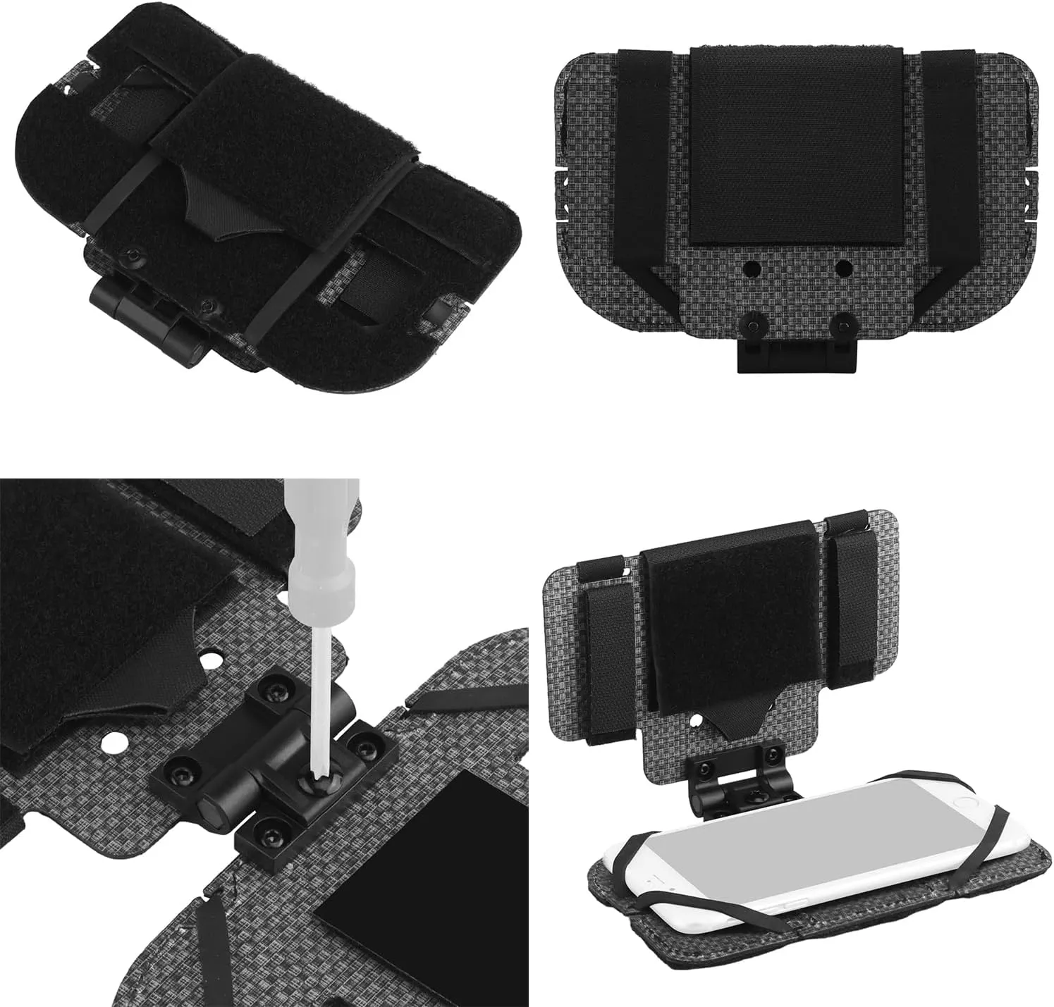 Tactical Plate Carrier MOLLE Vest Phone Holder Universal Cell Phone Chest Mount Pouch Adjustable Foldable Navigation Phone Board Attachment for 4.7"-6.7" Outdoor Sports (Black)