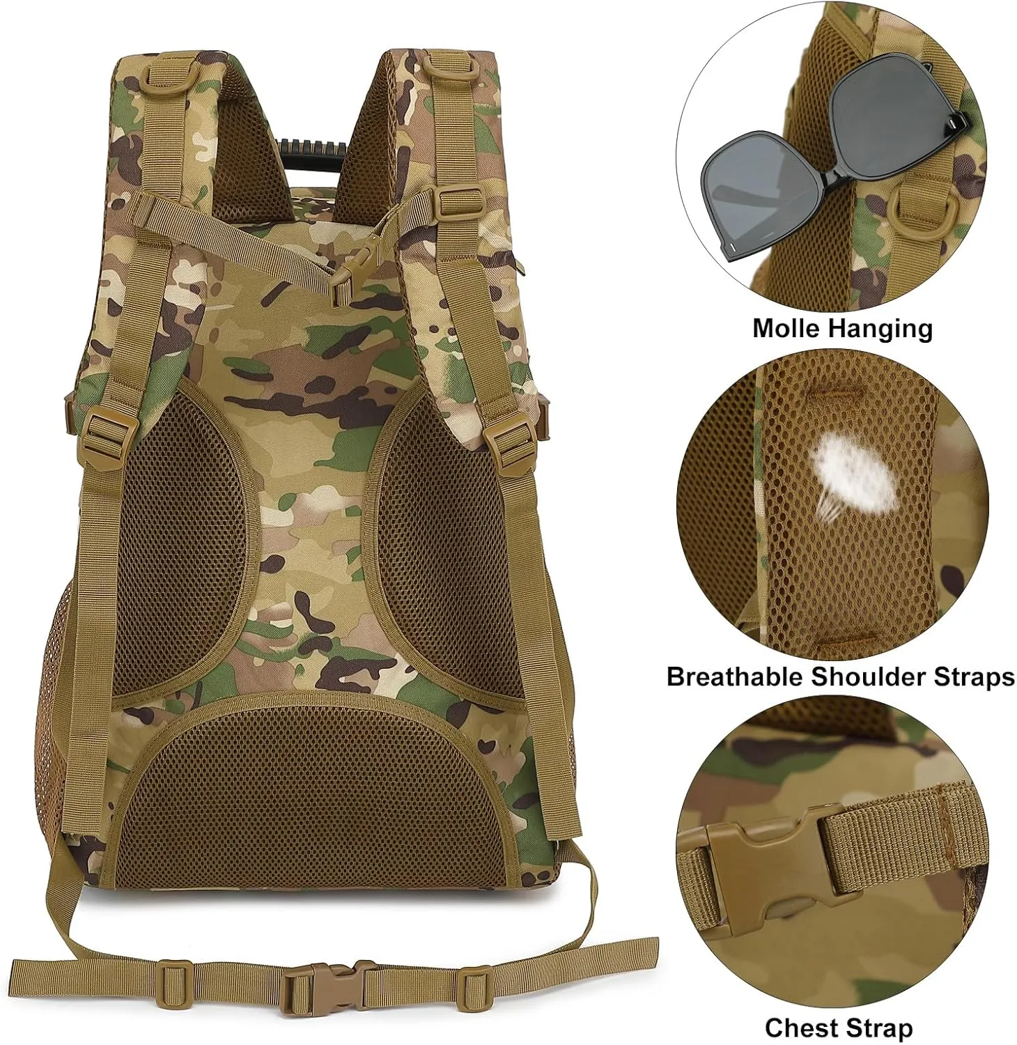 Tactical School Backpack for Boys Men, Military Army Bookbag for Kids Teens Adults Camping Travel Outdoor Hiking (CP Camo)