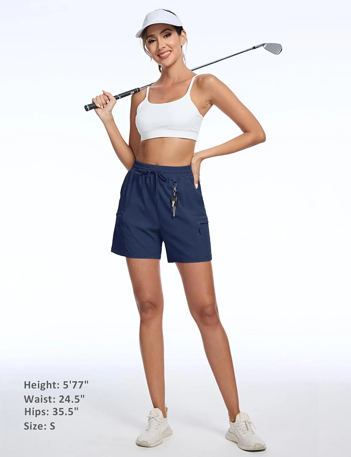 TACVASEN Women's Hiking Cargo Shorts Lightweight Water Resistant 5" Athletic Shorts with Zipper Pockets Golf Summer