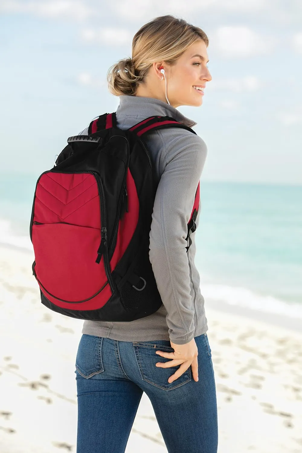 TEEAMORE Custom Laptop Backpack Add Your Embroidered Text Computer Notebook Water Resistant Bag Shock Blue Black