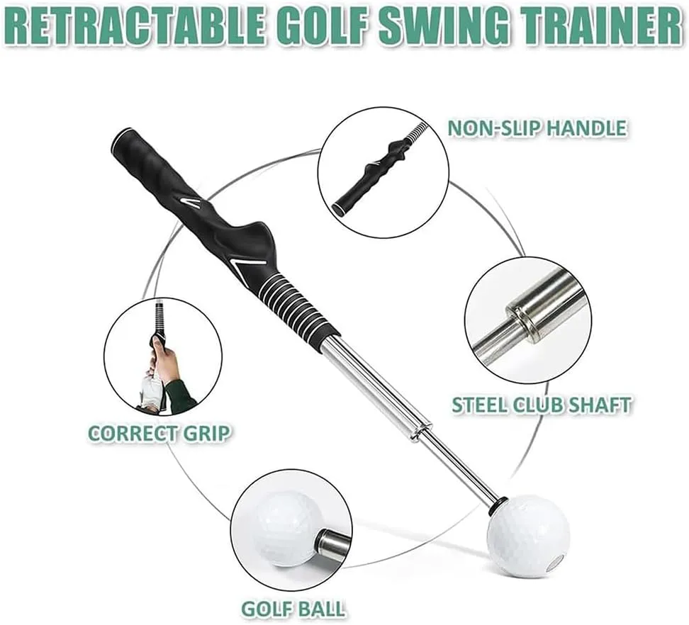 Telescopic Club,Retractable Golf Swing Training Aid, 2025 Upgrade Telescopic Golf Club with Swing Sound Prompt, Non-Slip Rubber Grip with Bump Corrective Design, for Home/Range Practice