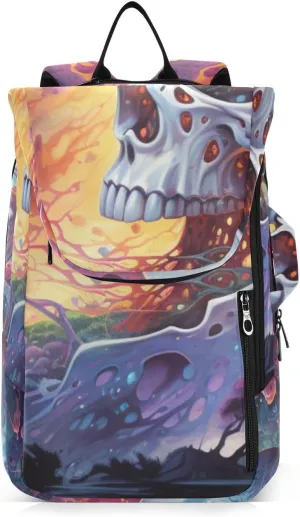 Tennis Bag Tennis Backpack for Women Men, Tennis Bag Holds 2 Rackets, Pickleball Paddles Balls, Badminton Squash, Skull (24)