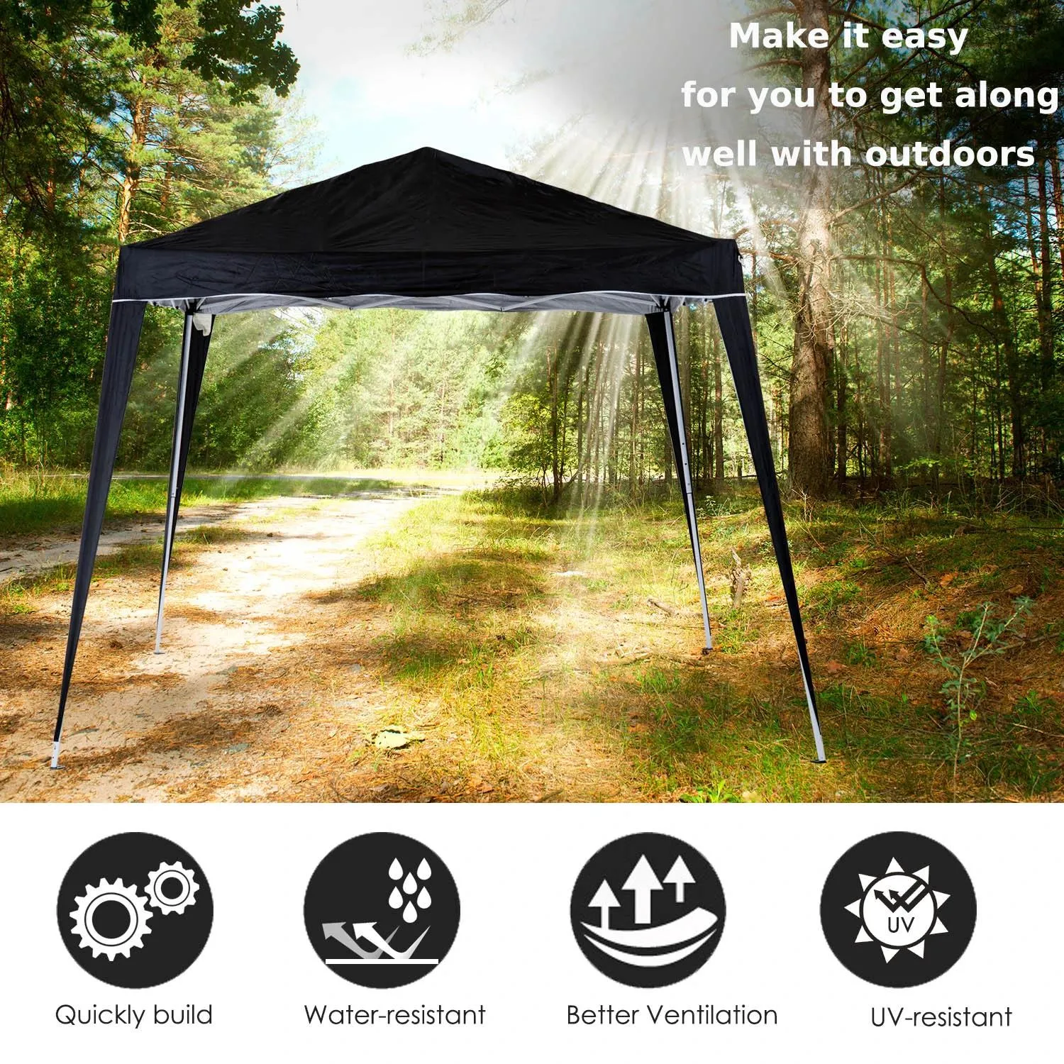Tent Leg 2.5 With Adjustable Black Secure transactions Base/ Slant Instant Event Garden, X Special offer Bag, Pop Shelter Gazebo M Carry For 3 Patio, Up Height 2.5 Outsunny Party 3 Top
