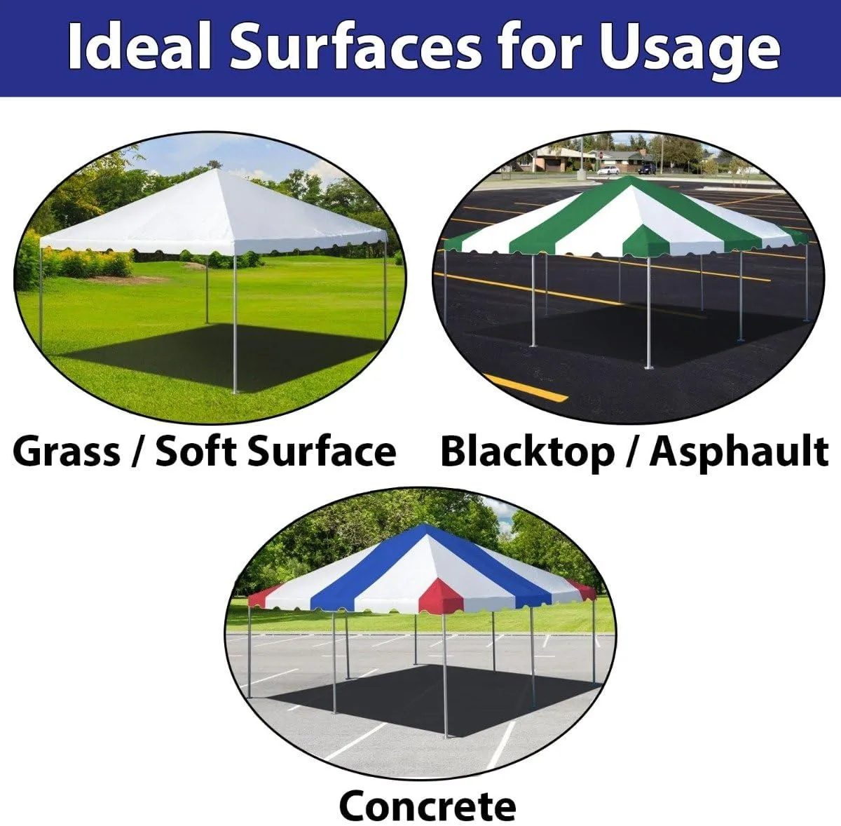 TentandTable 20' x 30' West Coast Frame Canopy Tent, Blue/White, Indoor/Outdoor, 50-120 Person, For Parties and Vendor Events, Heavy Duty, Waterproof Vinyl Canopy Tents for Commercial, Residential Use