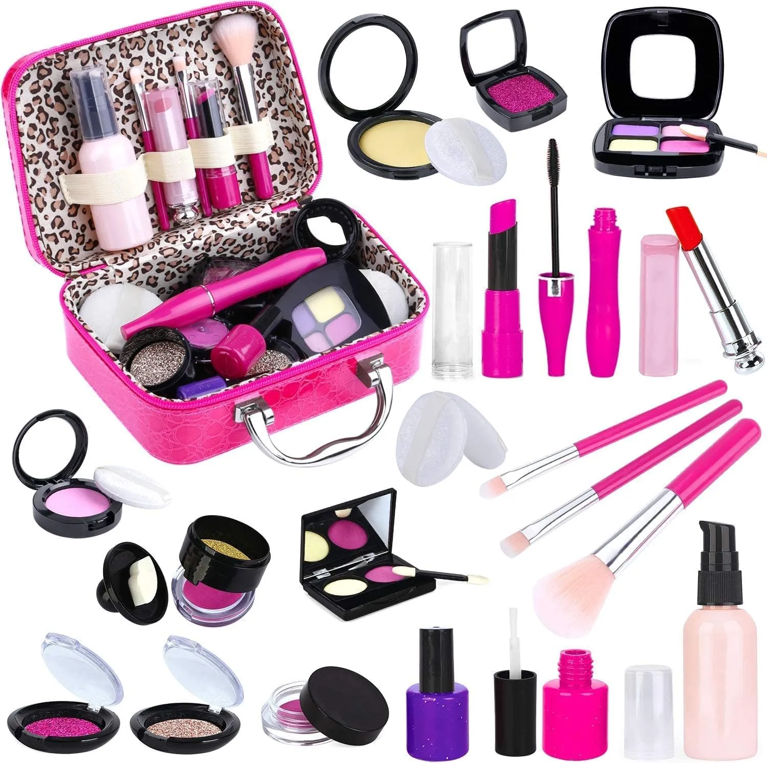 Tepsmigo Pretend Makeup Kit for Girls, Kids Pretend Play Makeup Set - with Cosmetic Bag for Birthday Christmas, Toy Makeup Set for Toddler, Little Girls Age 3 (Not Real Makeup)