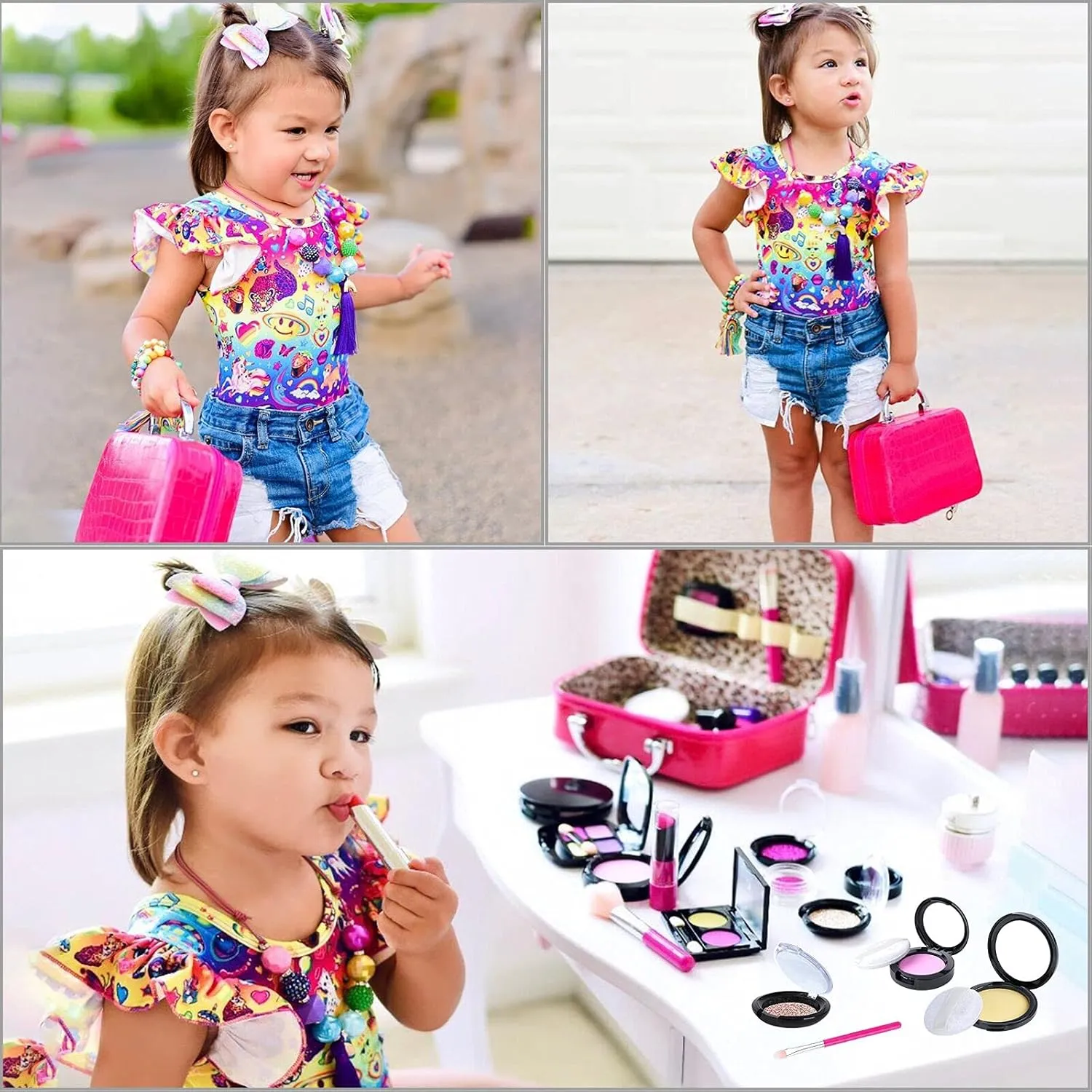 Tepsmigo Pretend Makeup Kit for Girls, Kids Pretend Play Makeup Set - with Cosmetic Bag for Birthday Christmas, Toy Makeup Set for Toddler, Little Girls Age 3 (Not Real Makeup)