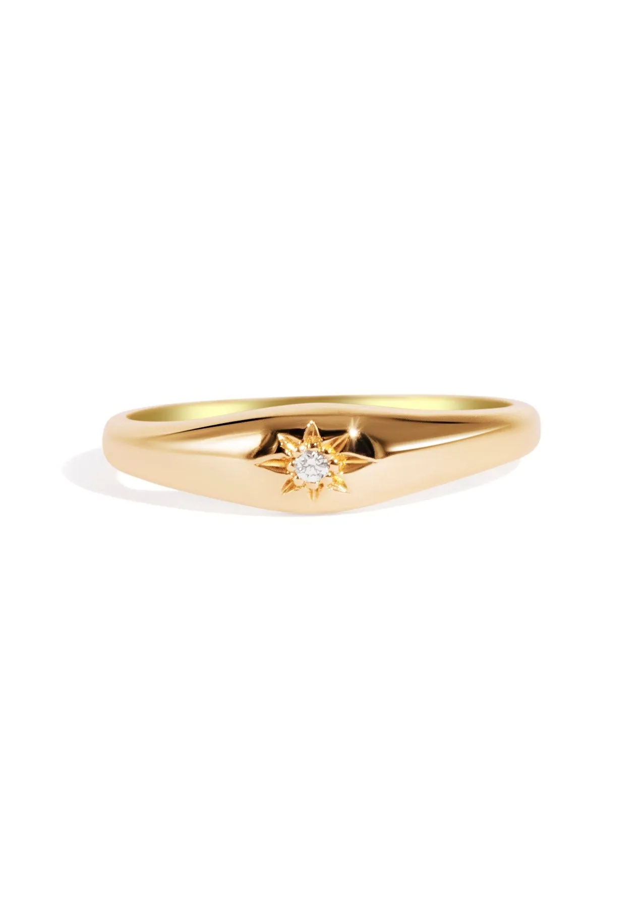 The Mini Compass Diamond 9ct Solid Gold Signet Ring
