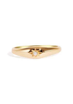 The Mini Compass Diamond 9ct Solid Gold Signet Ring