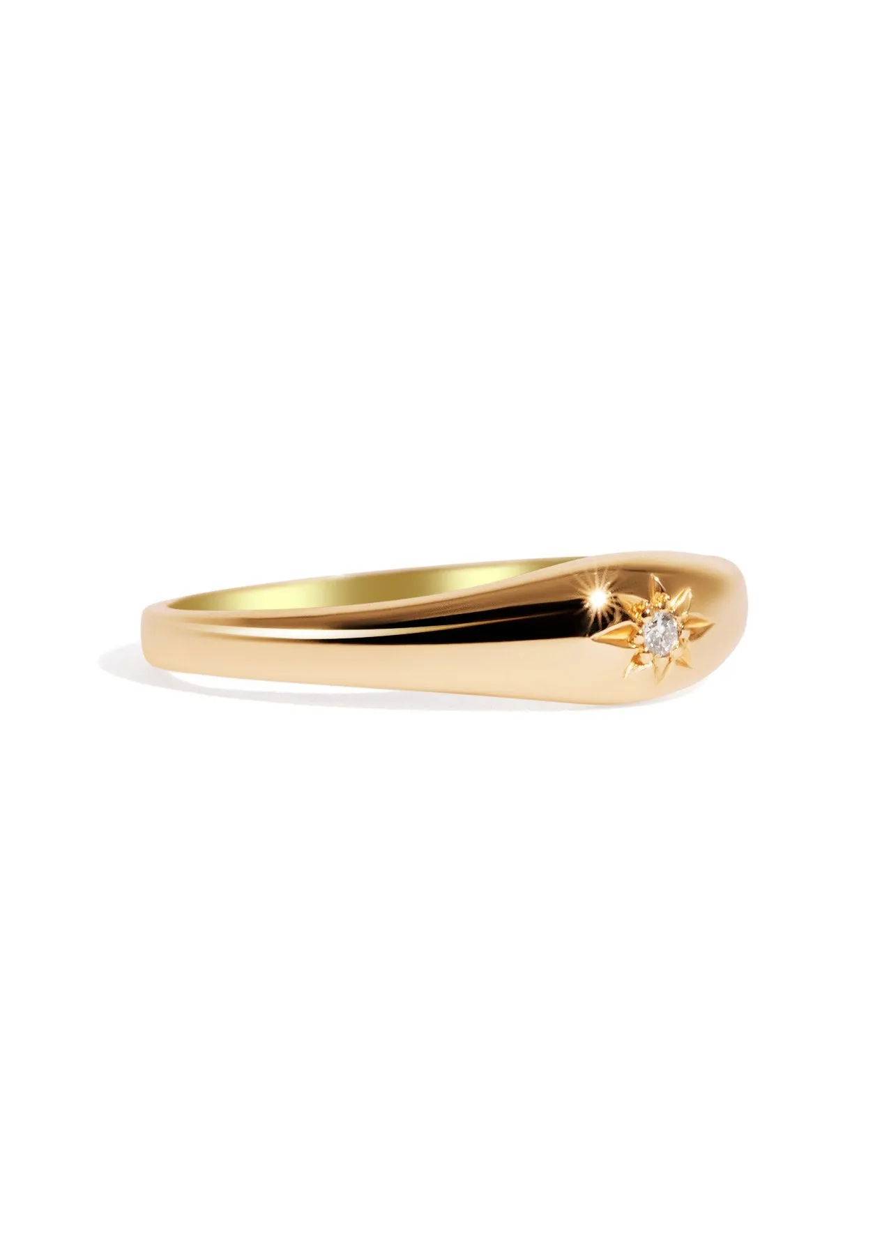 The Mini Compass Diamond 9ct Solid Gold Signet Ring