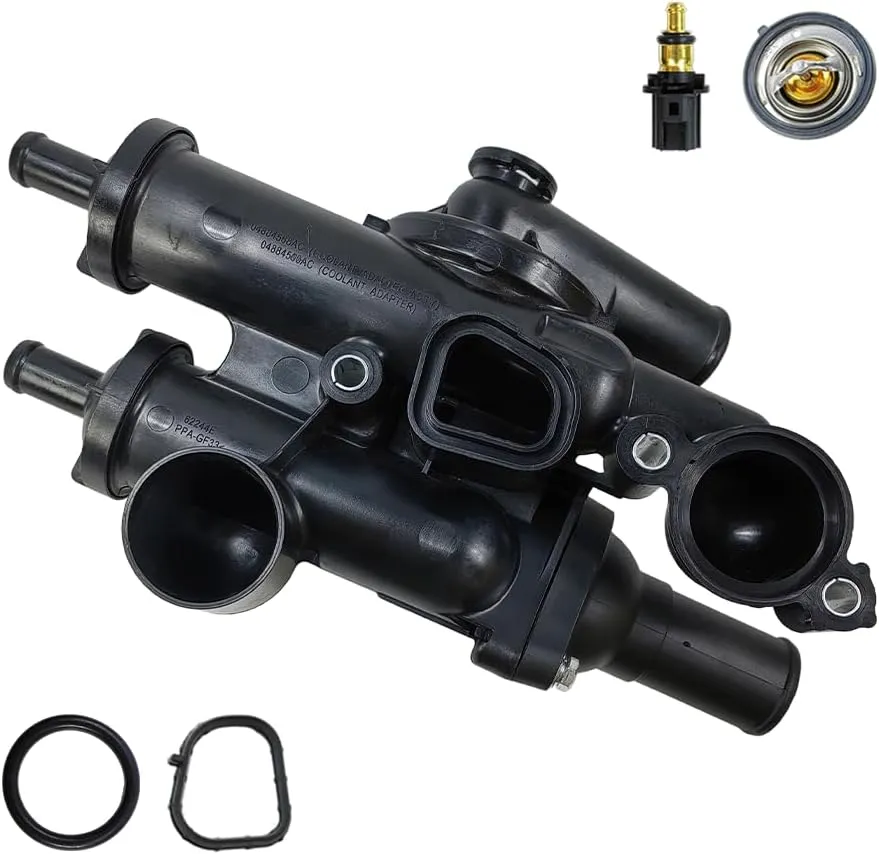 Thermostat Housing Assembly Kit with Sensor | Fit for Chrysler 200 Sebring, Dodge Avenger Caliber Journey, Jeep Compass Patriot | OE# 68003582AB 902-319 4884571AB 55111016AD