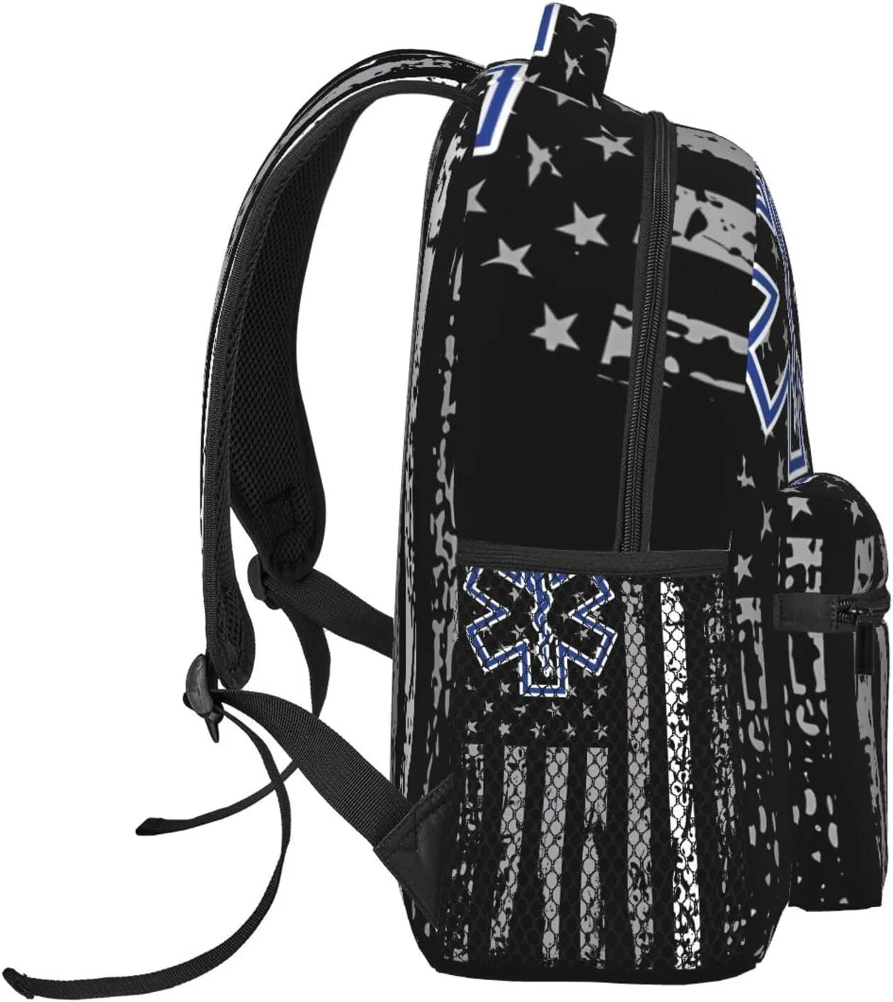 Thin White Line EMS EMT Paramedic American Flag Backpack Casual Laptop Backpack Double Shoulder Bag Lightweight Backpack For Women Men Travel