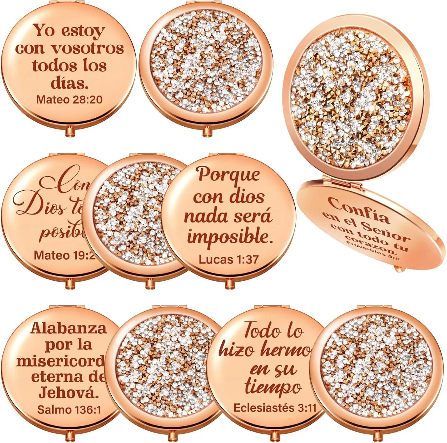 Thyle 12 Pcs Christian Pocket Compact Mirror Back to School Gifts for Women Teacher Bible Verse Makeup Mirrors First Day of School Gift for Women Church Baptism Bridal Shower Favor