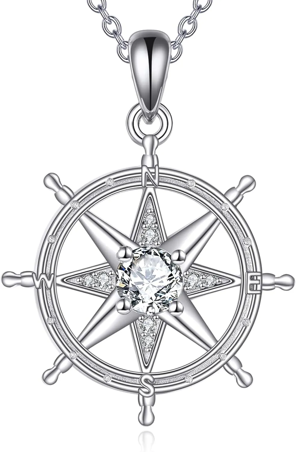 TIGER RIDER Compass 925 Sterling Silver Necklace Navigation Travel Pendant Jewelry Gift for Women Graduation Birthday Christmas