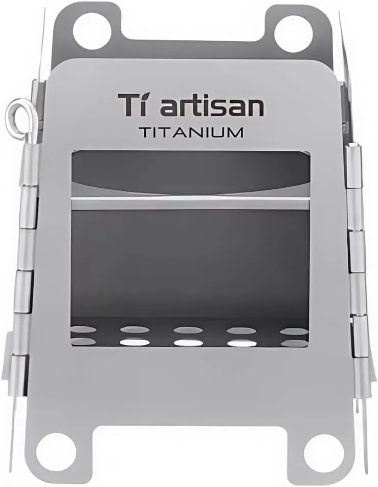Titanium Wood Stove Foldable Portable Alcohol Camping Backpacking Stove for Outdoor Camping Picnic BBQ (WS006ST(Small))