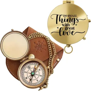 to My Love – Antique Brass Engraved Compass with Leather Case – Personalized Pocket Compass for Husband, Boyfriend, Anniversary, Wedding & Outdoor Adventures (Polish My Love-9)