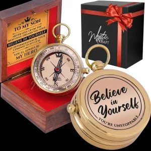 to My Son Engraved Pocket Compass | 2025 College Graduation Gifts for Him | Gift for Son | High School Graduation Compass | Promotion Gift