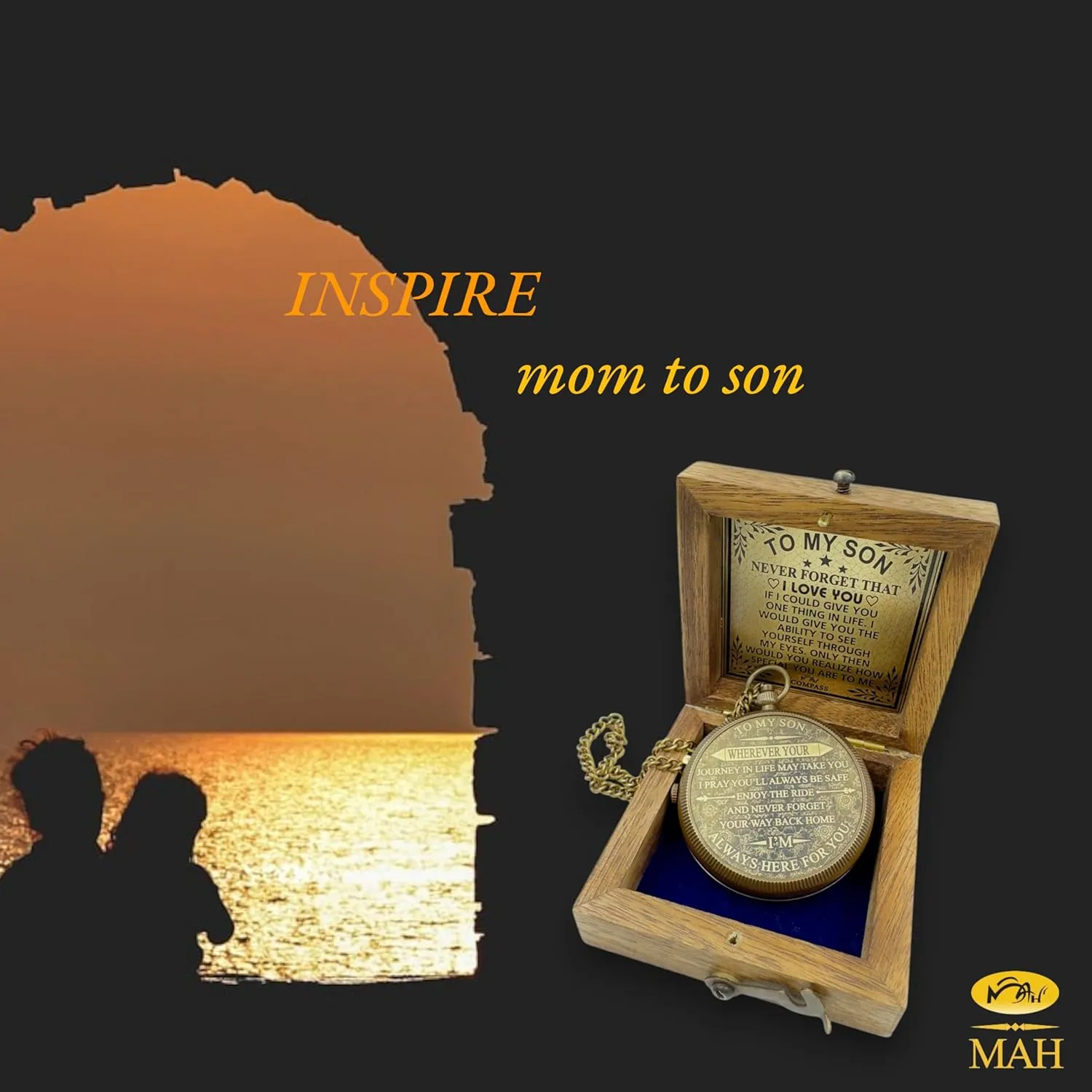 to My Son – Never Forget That I Love You, Brass Compass, Gift for Son from Mom and Dad, Graduation, Baptism, Confirmation, Communion, Sentimental Keepsake, Birthday Gift, Back to School, Faith Gift