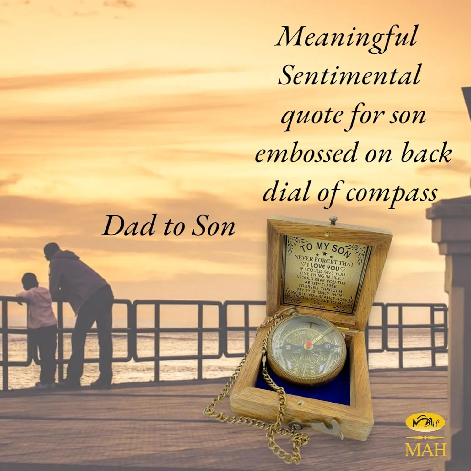 to My Son – Never Forget That I Love You, Brass Compass, Gift for Son from Mom and Dad, Graduation, Baptism, Confirmation, Communion, Sentimental Keepsake, Birthday Gift, Back to School, Faith Gift