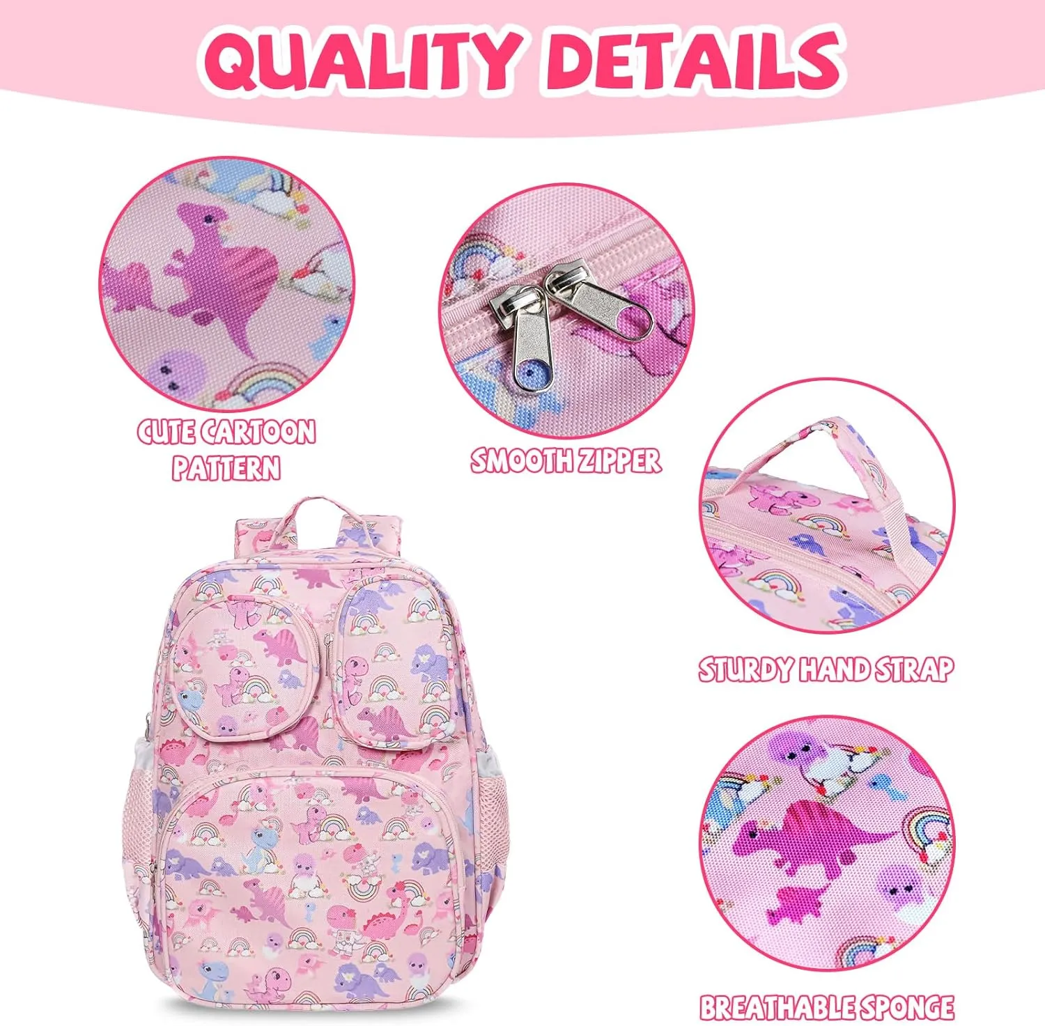 Toddler Backpack for Girls 4 , Lightweight 14” Kids Bookbags with Chest Buckle for Preschool,Travel,Kindergarten,Elementary, Durable & Water-Resistant Fabric,Pink