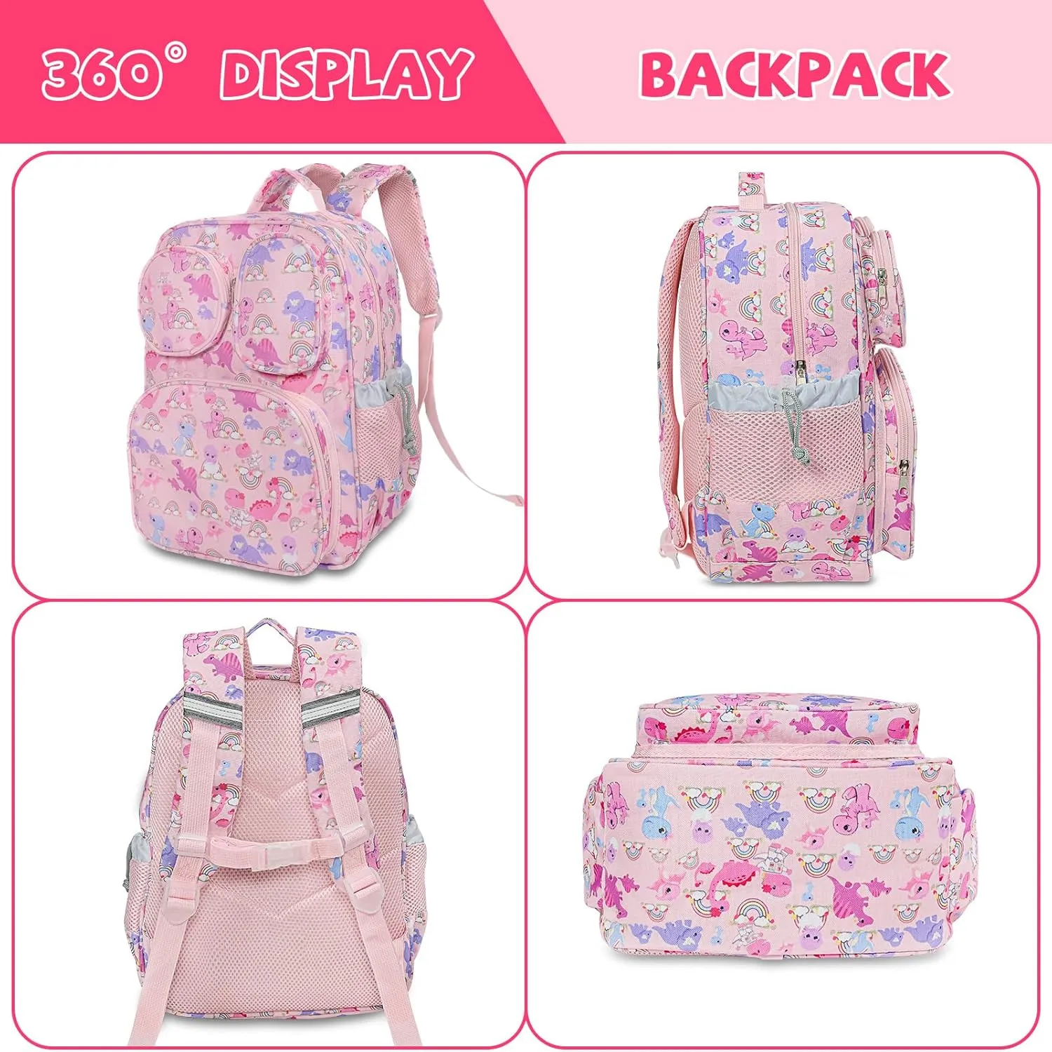 Toddler Backpack for Girls 4 , Lightweight 14” Kids Bookbags with Chest Buckle for Preschool,Travel,Kindergarten,Elementary, Durable & Water-Resistant Fabric,Pink