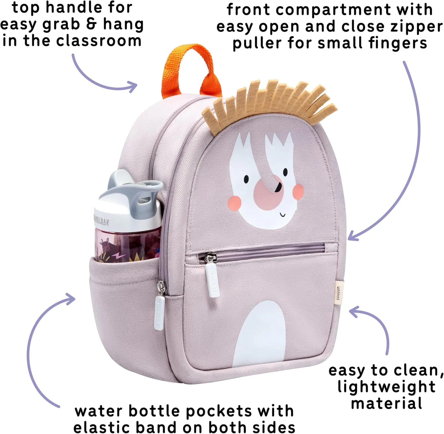 Toddler Mini Backpack for Girls and Boys, Child Backpack for School and Travel, Kindergarten, Elementary, Kids Ages 2–5, Padded Back, Adjustable Straps - Hedgehog