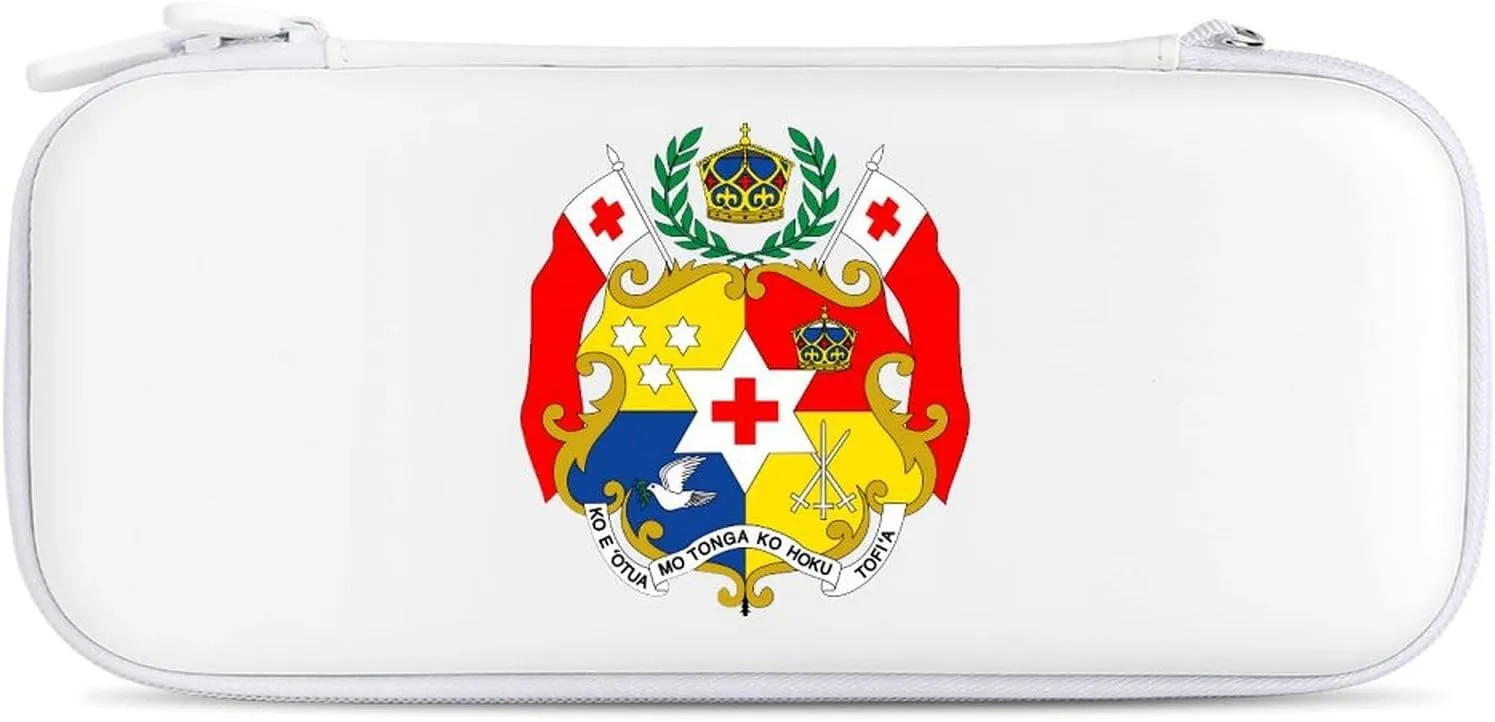 Tonga National Emblem Tongan Portable Protective Shell Compatible with Switch Case Wristlet Travel Bag with 15 Game Cartridges
