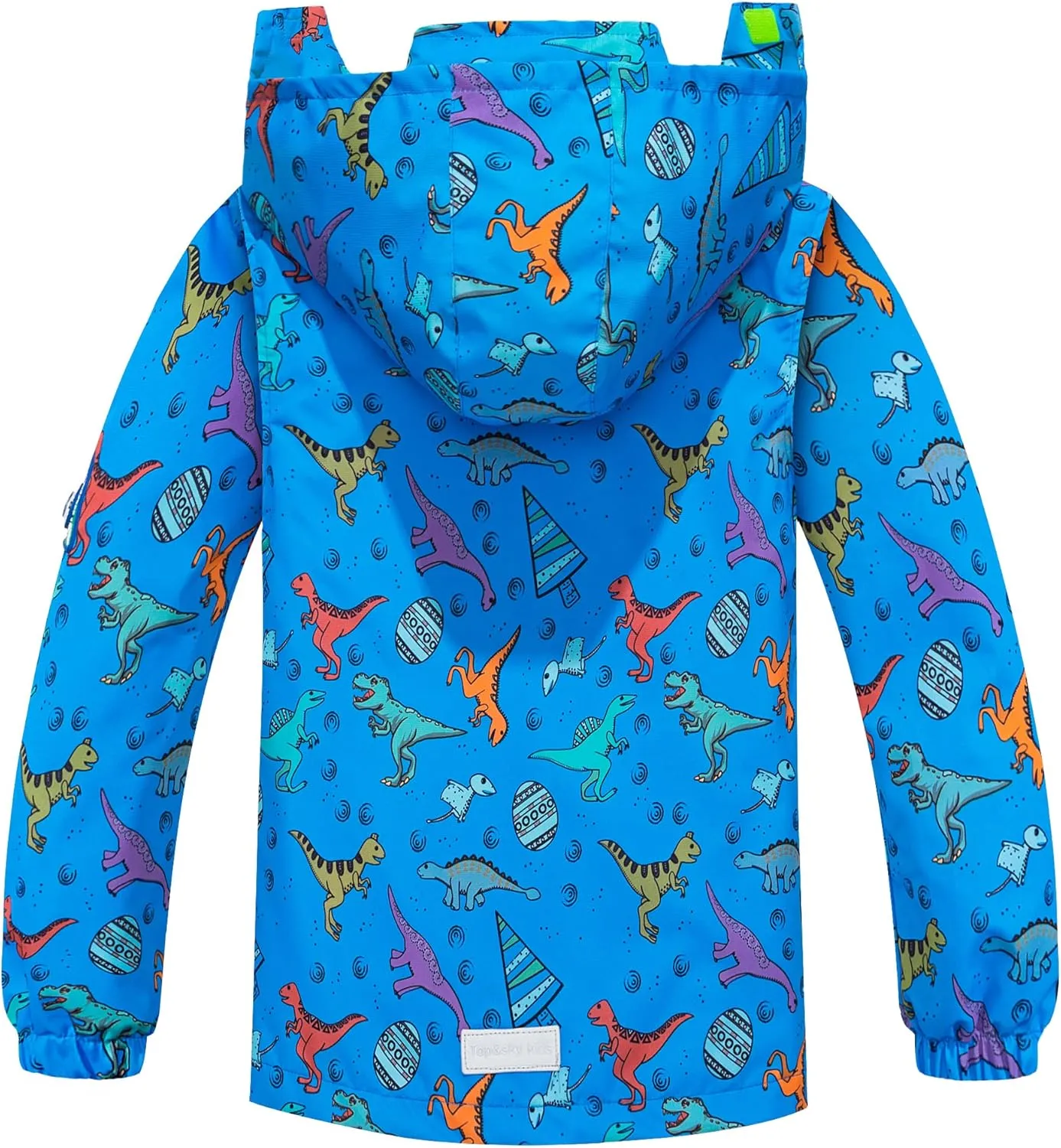 TOP&SKY KIDS Boys Dinosaur Rain Jacket Lightweight Waterproof Raincoats Windbreakers for Kids