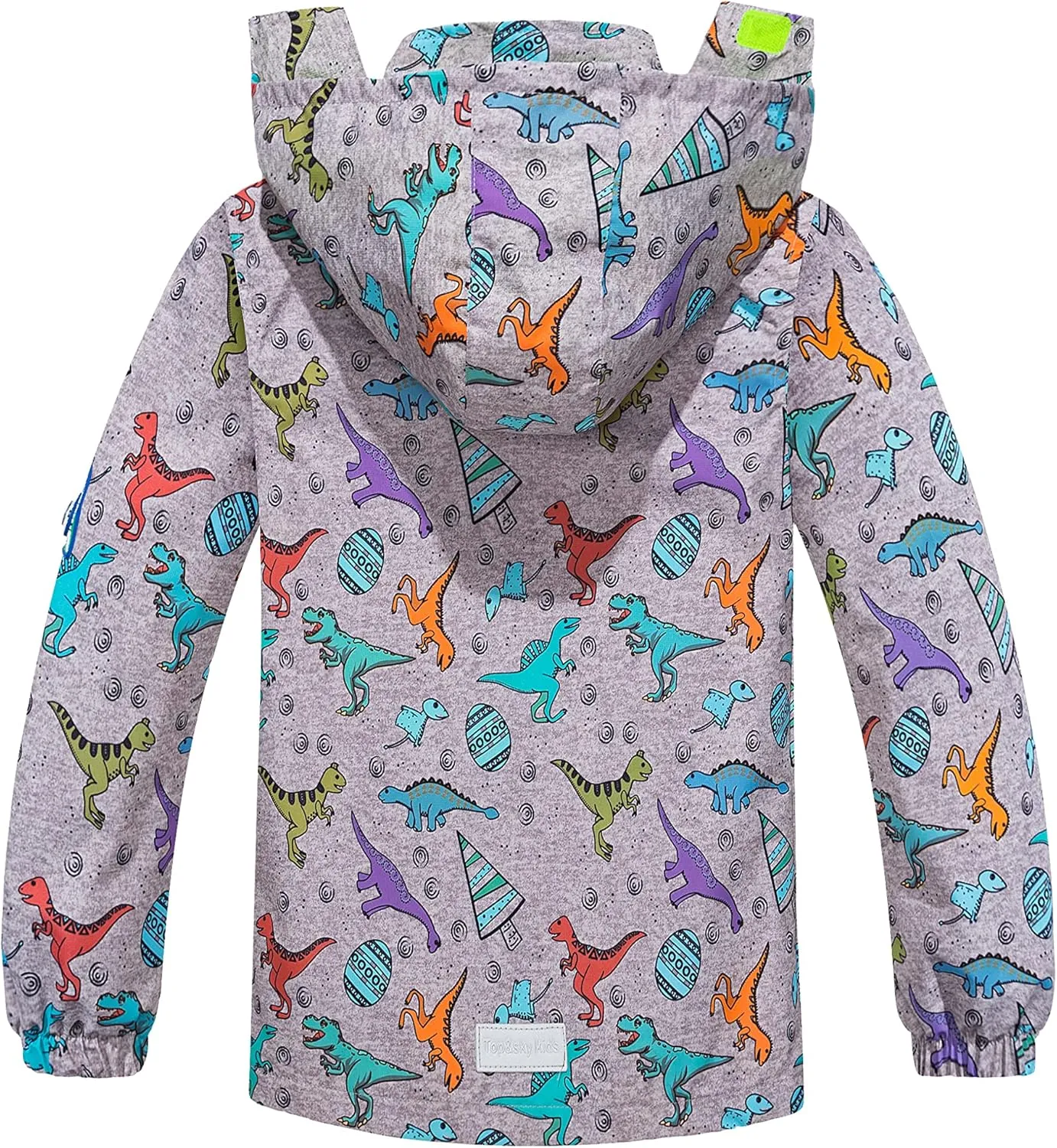 TOP&SKY KIDS Boys Dinosaur Rain Jacket Lightweight Waterproof Raincoats Windbreakers for Kids