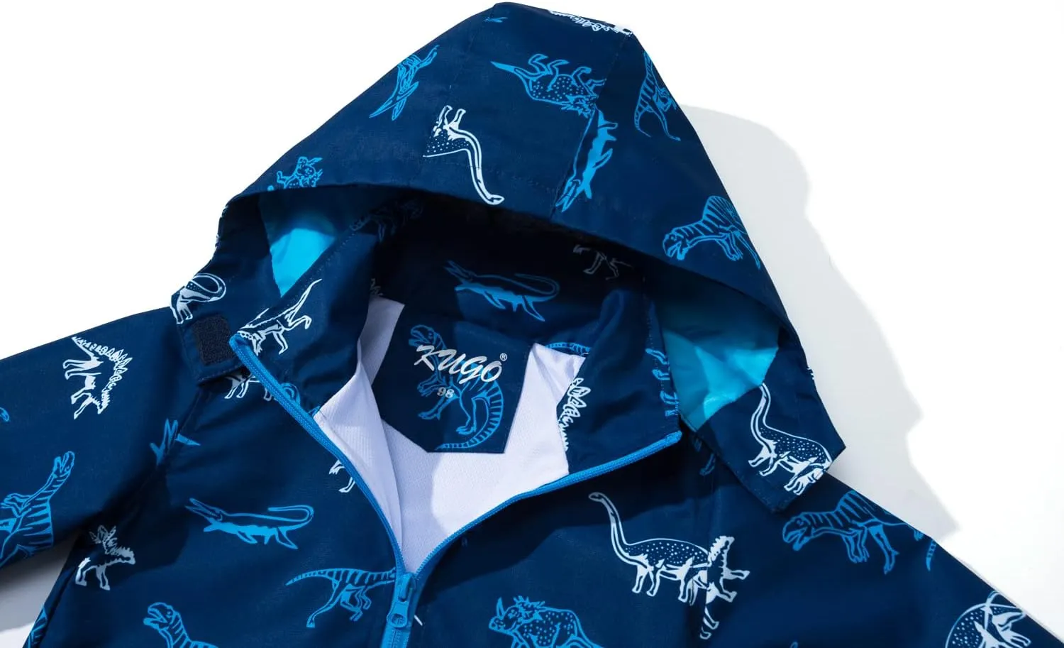 TOP&SKY KIDS Boys Dinosaur Rain Jacket Lightweight Waterproof Raincoats Windbreakers for Kids