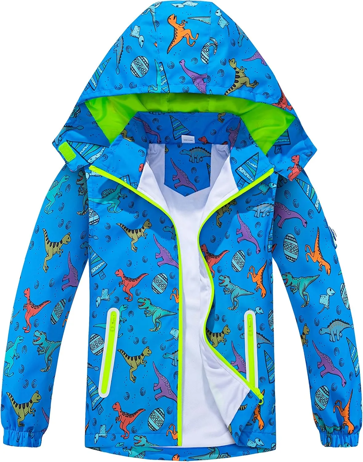 TOP&SKY KIDS Boys Dinosaur Rain Jacket Lightweight Waterproof Raincoats Windbreakers for Kids