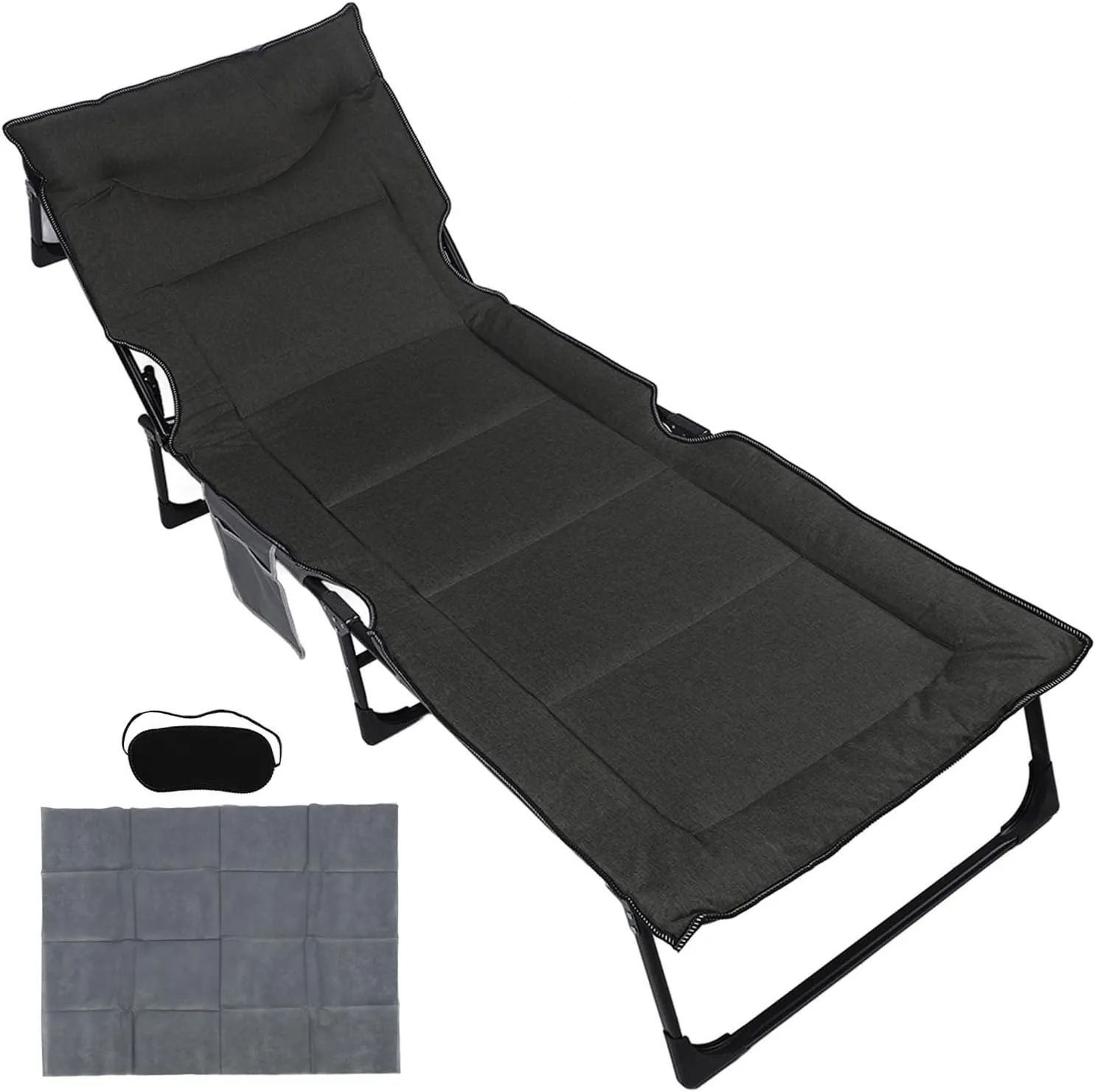 Topyond Adjustable Folding Cot Breathable Camping Bed with Backrest, Portable Support for Pool, Beach, Office, Sleeping Solution for Outdoor Relaxation