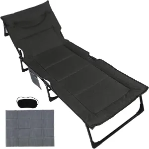 Topyond Adjustable Folding Cot Breathable Camping Bed with Backrest, Portable Support for Pool, Beach, Office, Sleeping Solution for Outdoor Relaxation