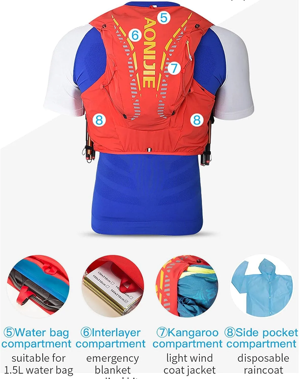 Trail Running Backpack,12L High Capacity Vest Bag,Designed for Trail Running Three Chest Sizes