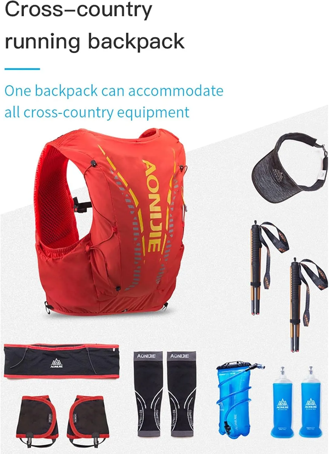 Trail Running Backpack,12L High Capacity Vest Bag,Designed for Trail Running Three Chest Sizes