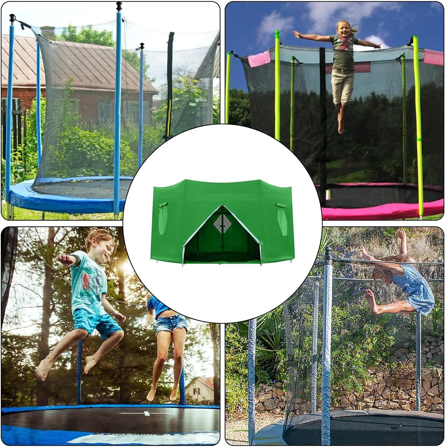 Trampoline Tent,Trampoline Cover Trampoline Accessories, for 6 Straight Poles Trampoline Outdoor Round Tent Sun Shade Block The Wind Large Capacity 6FT 8FT 10FT 12FT 14FT