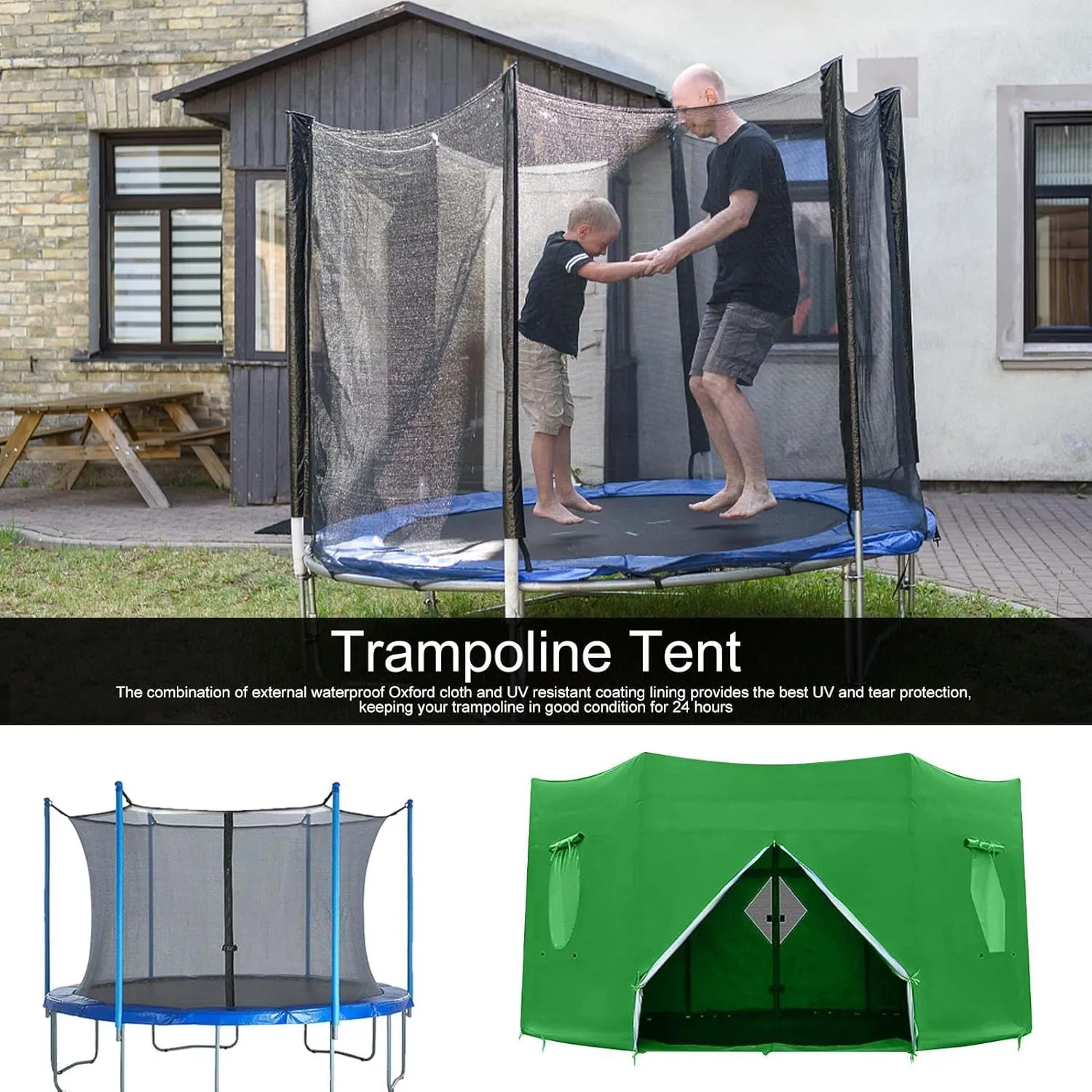 Trampoline Tent,Trampoline Cover Trampoline Accessories, for 6 Straight Poles Trampoline Outdoor Round Tent Sun Shade Block The Wind Large Capacity 6FT 8FT 10FT 12FT 14FT