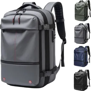 Transactione Backpack, Expandable Multifunctional Large Capacity Backpack,Travel Anti-Theft Vacuum Airbag Backpack (Grey), Medium