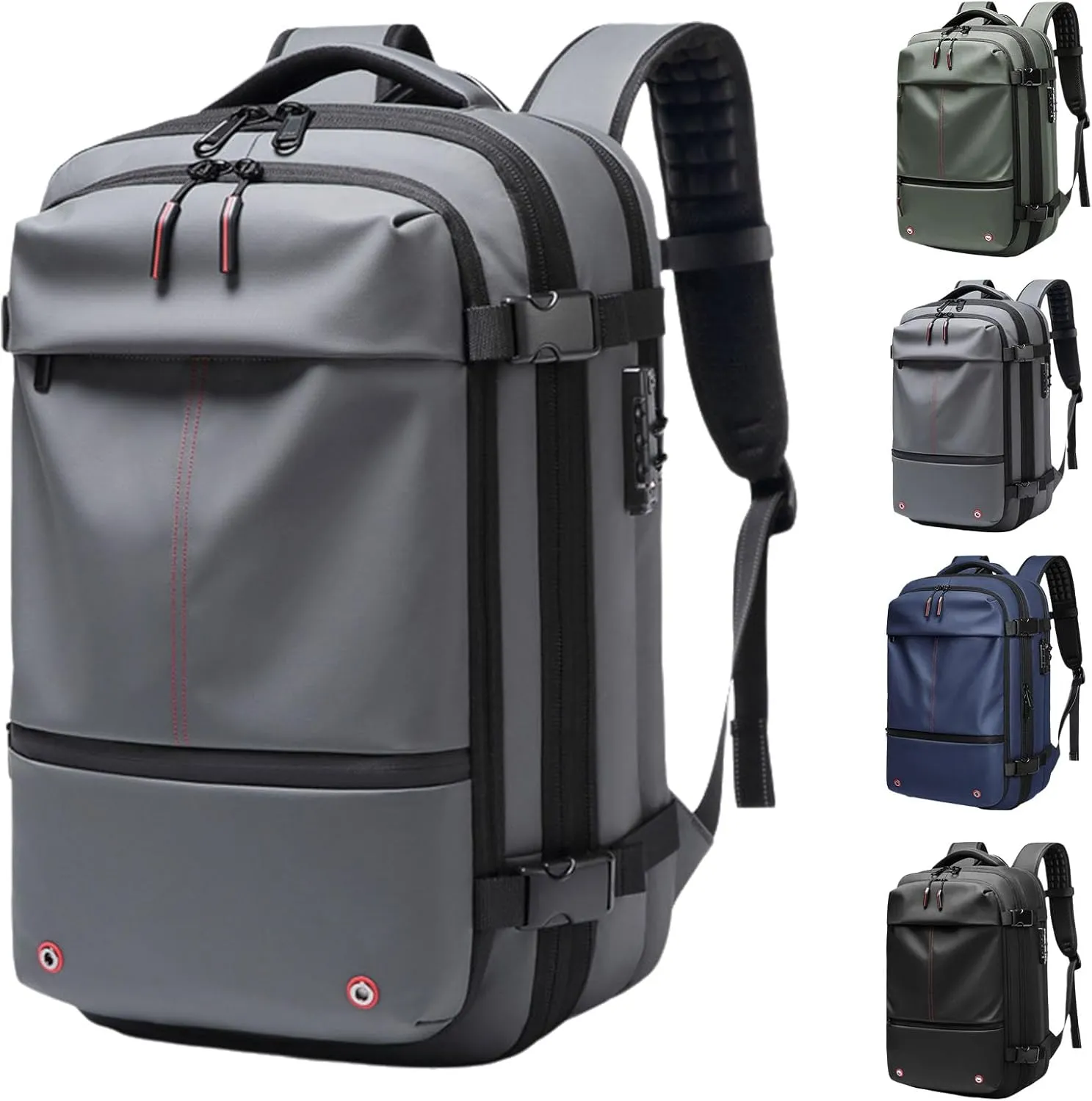Transactione Backpack, Expandable Multifunctional Large Capacity Backpack,Travel Anti-Theft Vacuum Airbag Backpack (Grey), Medium