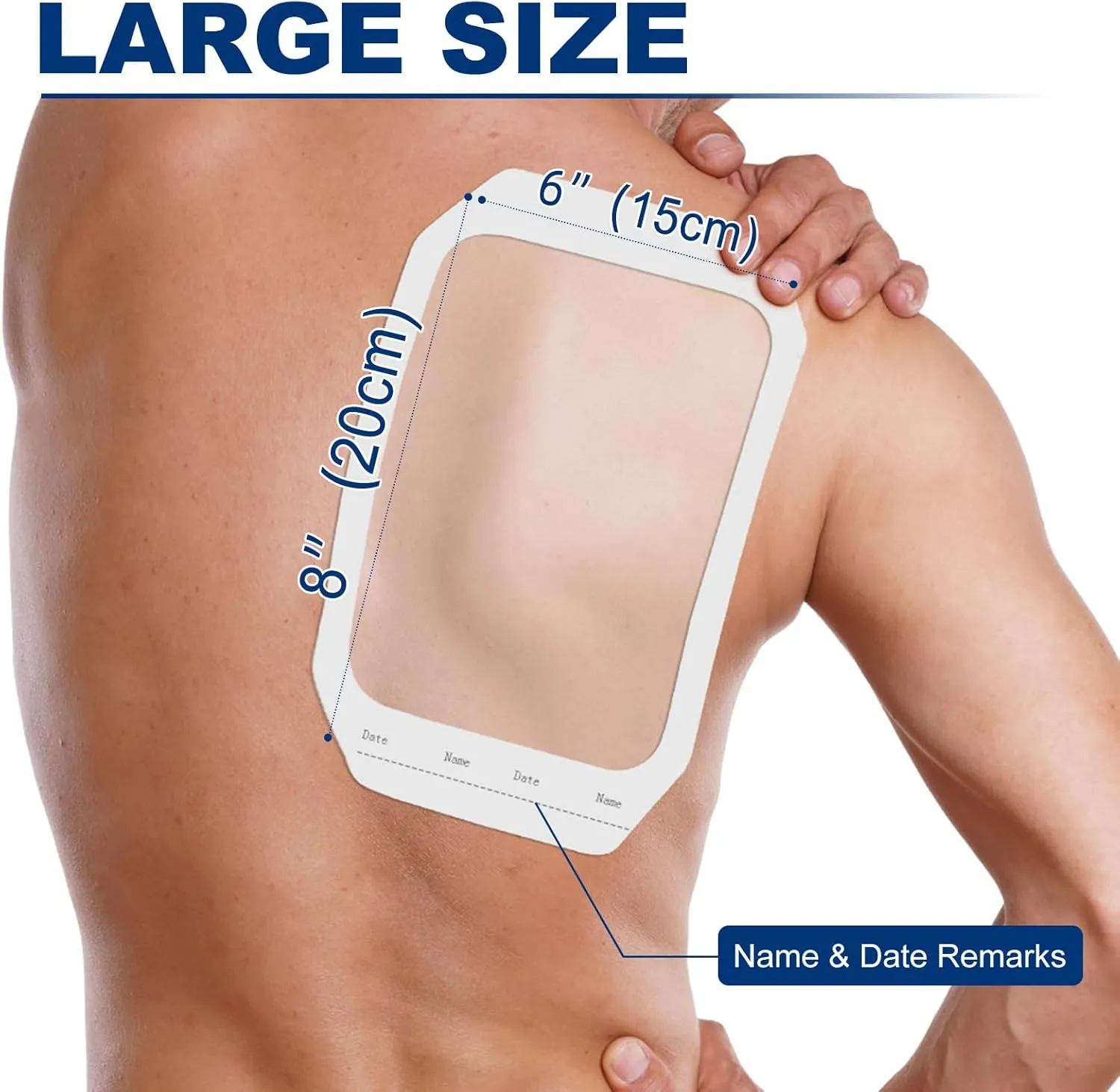 Transparent Film Dressing 6'' x 8'', 20 Packs Waterproof Wound Bandage Adhesive Patches, Wound Cover Patches for Post Surgical Shower, IV Shield, Tattoo Aftercare Bandage