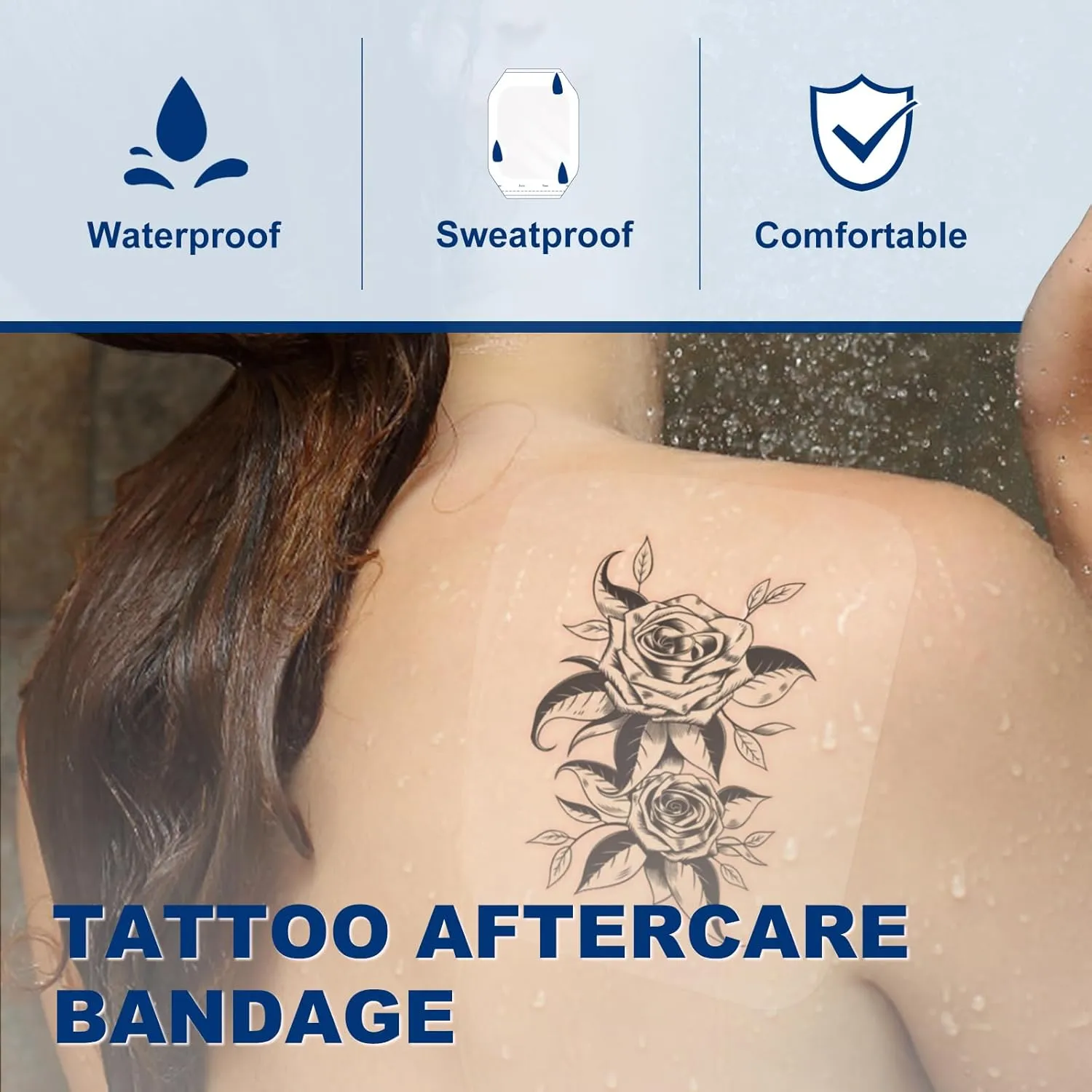 Transparent Film Dressing 6'' x 8'', 20 Packs Waterproof Wound Bandage Adhesive Patches, Wound Cover Patches for Post Surgical Shower, IV Shield, Tattoo Aftercare Bandage
