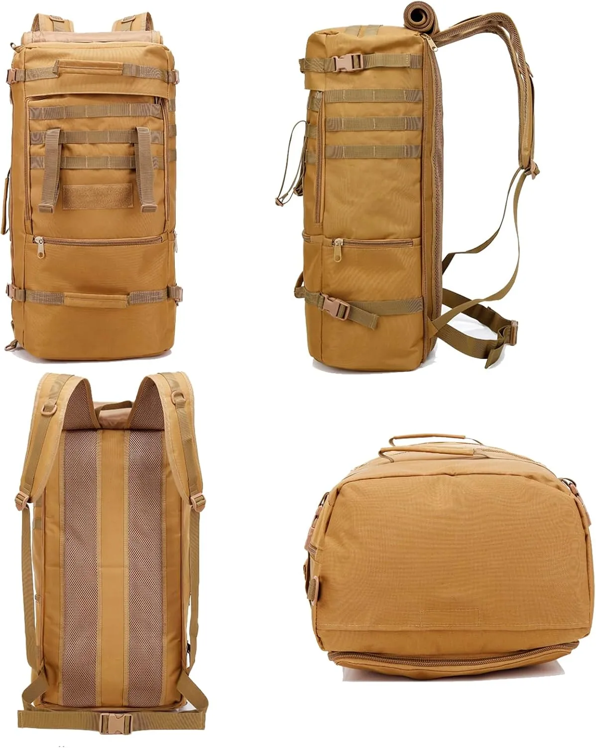 Travel Backpack 60L Hiking Bag 3 Way Day pack Extra Large 3~8 Day Bug Out Molle Survival Rucksack
