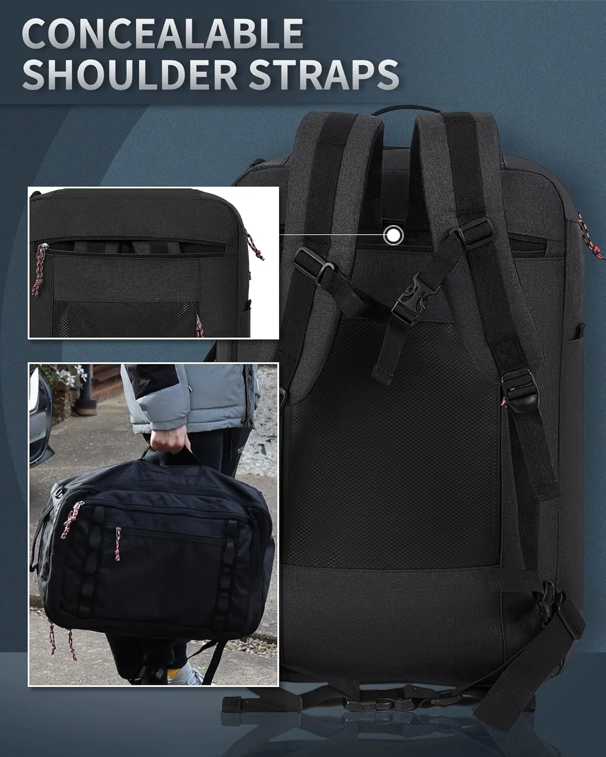 Travel Backpack Flight Approved Carry On Backpack Water Resistant Weekender Bag (Grey)