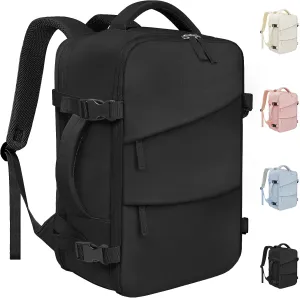Travel Backpack for Men Women, Carry On Backpack Airlines Approved Personal Item Travel Computer Bag Waterproof Laptop Backpack Business Weekender Overnight Fits 17 Inch Laptop, Black