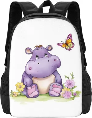 Travel Backpack for Women Men Laptop Backpack 15.6 Inch Computer Bag Butterfly and hippo Carry on Backpack