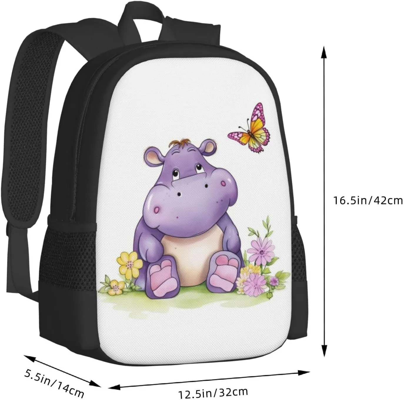 Travel Backpack for Women Men Laptop Backpack 15.6 Inch Computer Bag Butterfly and hippo Carry on Backpack