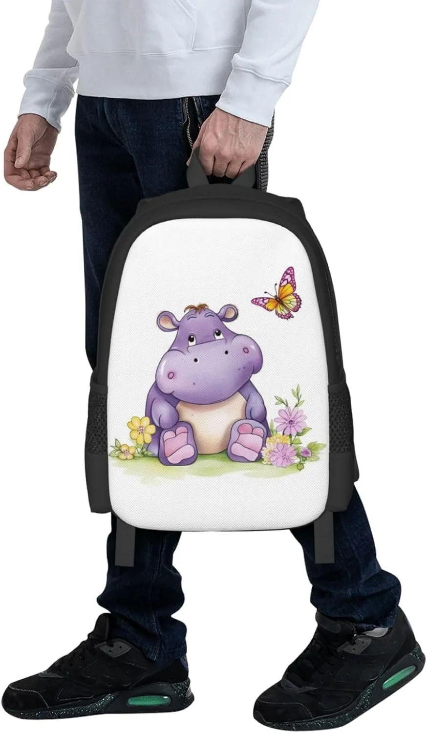 Travel Backpack for Women Men Laptop Backpack 15.6 Inch Computer Bag Butterfly and hippo Carry on Backpack