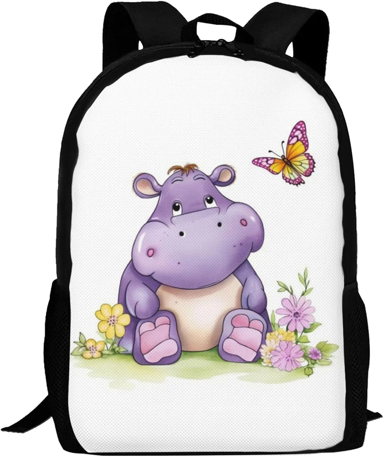 Travel Backpack for Women Men Laptop Backpack 15.6 Inch Computer Bag Butterfly and hippo Carry on Backpack