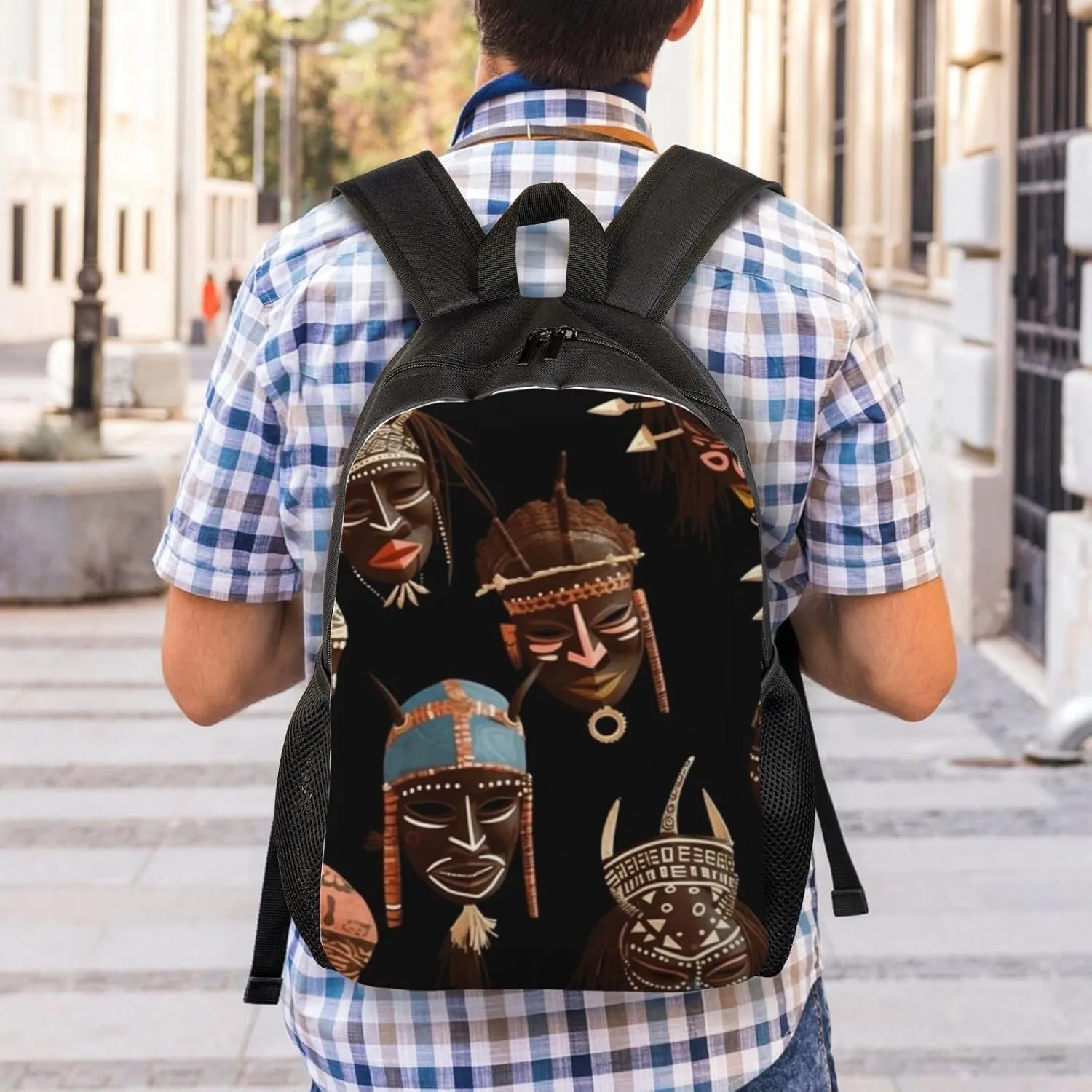 Travel Backpack for Women Men Lightweight 17 inch Laptop Bag African Ritual Ethnic Tribal Backpack Casual Daypack
