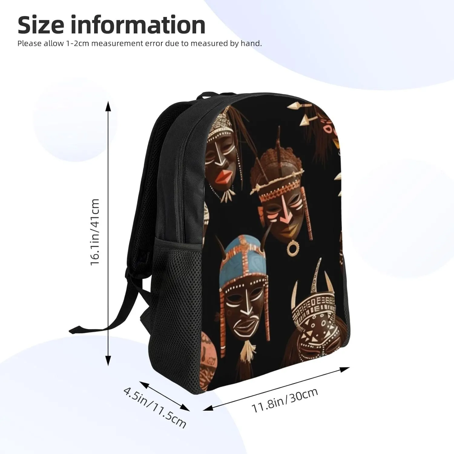 Travel Backpack for Women Men Lightweight 17 inch Laptop Bag African Ritual Ethnic Tribal Backpack Casual Daypack